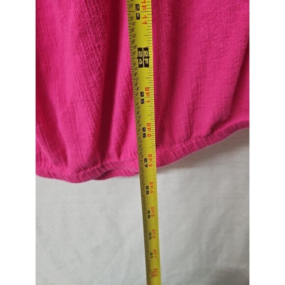 Lane Bryant Sz 14 Pink Off The Shoulder Gauze Lace Blouse Barbie Peasant Boho - Picture 6 of 7